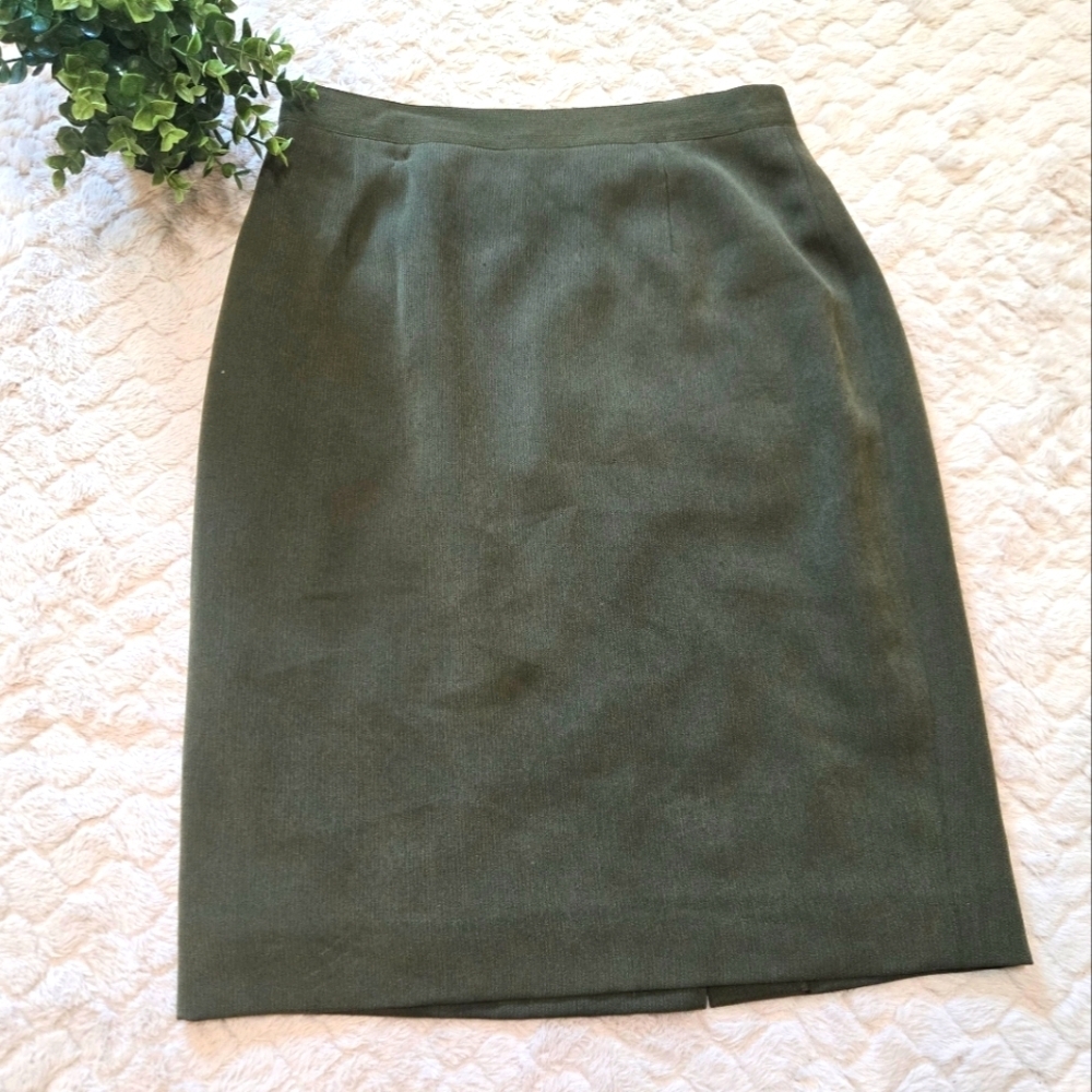 RODIER Green Straight Pencil Business Office Skirt, European Size 44 - US XL